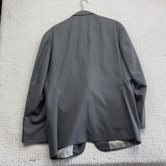 Samuelsohn Men's Sports Coat 42R Grey Wool Super 100s w/ CHalk Line Canada Made - Picture 16 of 16